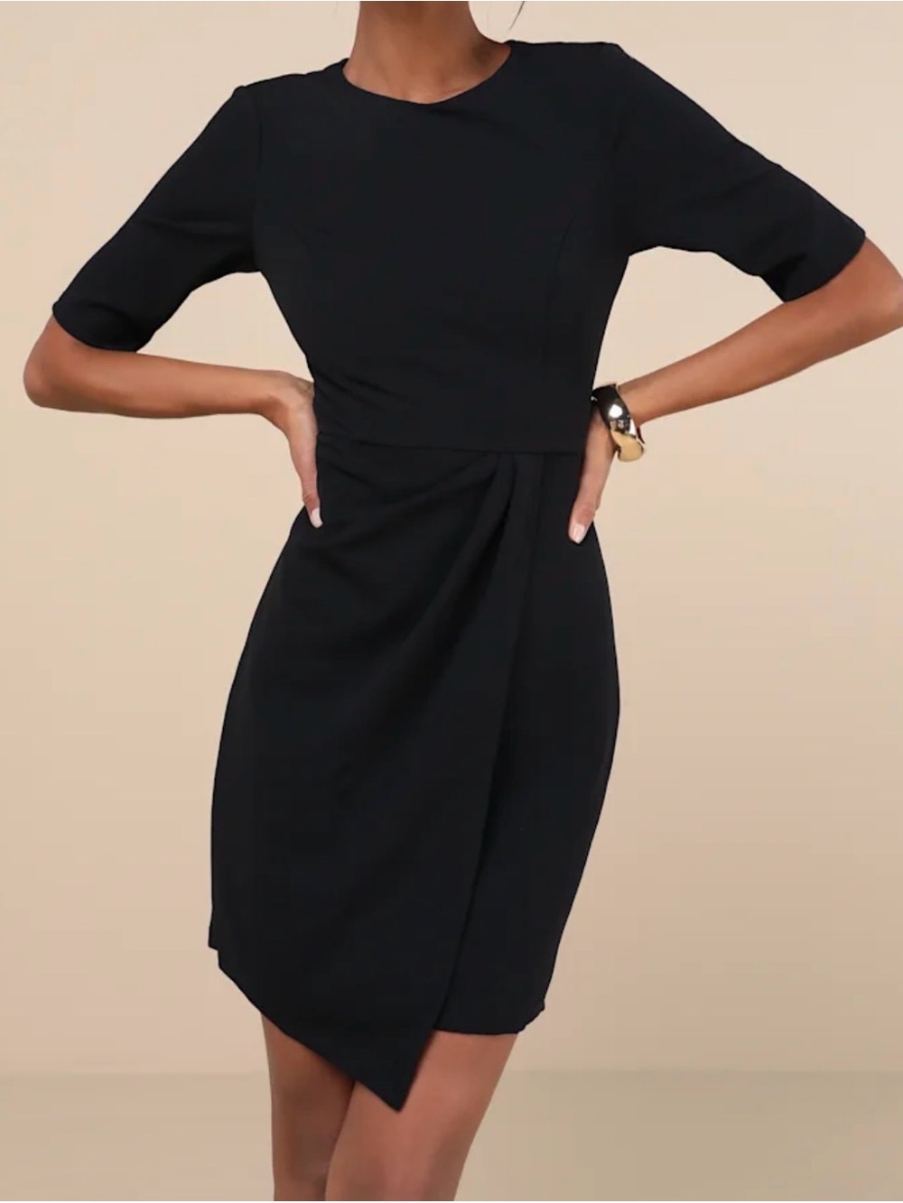 Lulus Westwood Black Half Sleeve Sheath Dress XS